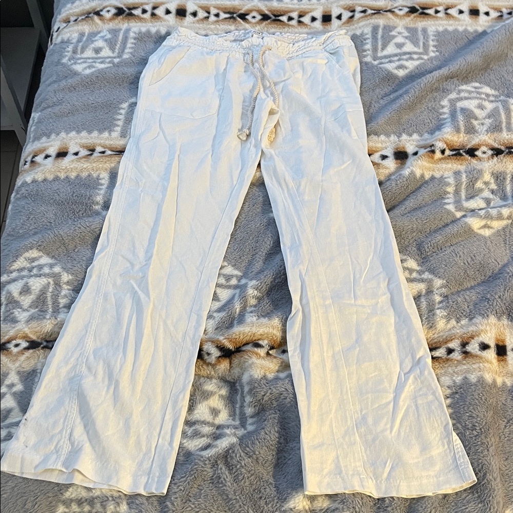 White Linen Drawstring Pants